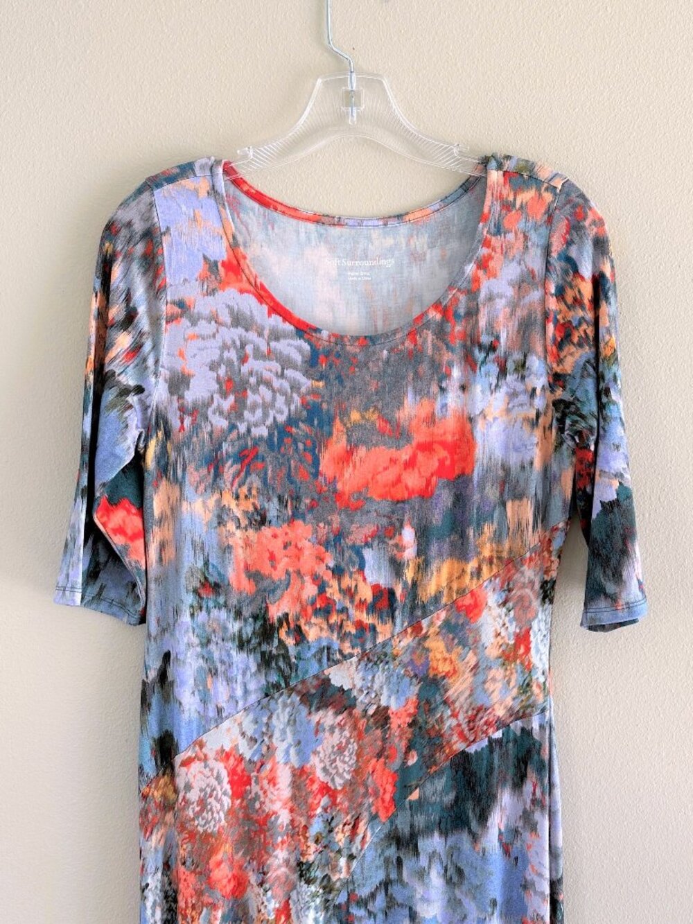 Soft Surroundings Boho Petite Nanette Stretch Jersey Knit Floral Maxi Dress - Picture 3 of 9